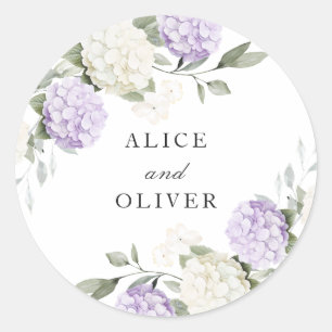 Sticker Rond Enveloppe de verdure élégante à fleurs d'hortensia