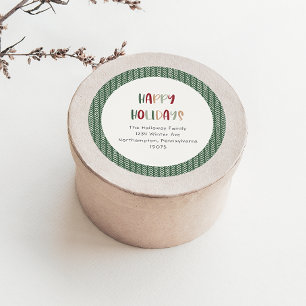 Sticker Rond Enveloppe décontracté Green Happy Holidays
