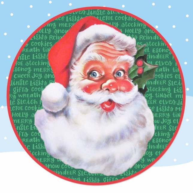 Sticker Rond Enveloppe du Père Noël avec mots de Noël (Créateur téléchargé)