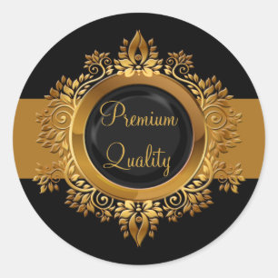 Sticker Rond enveloppe en or noir monogramme