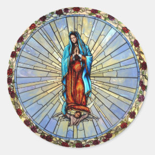 Sticker Rond Enveloppe en verre tendu de Notre-Dame de Guadalup