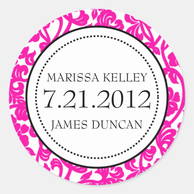 Sticker Rond Enveloppe gothique rose et blanc (Devant)