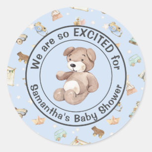 Sticker Rond Enveloppe Invitation de douche pour bébé garçon (2