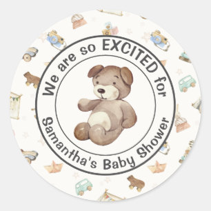 Sticker Rond Enveloppe Invitation de douche pour bébé garçon (2