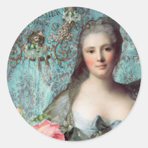 Sticker Rond Enveloppe Madame Pompadour ou phoques cadeaux