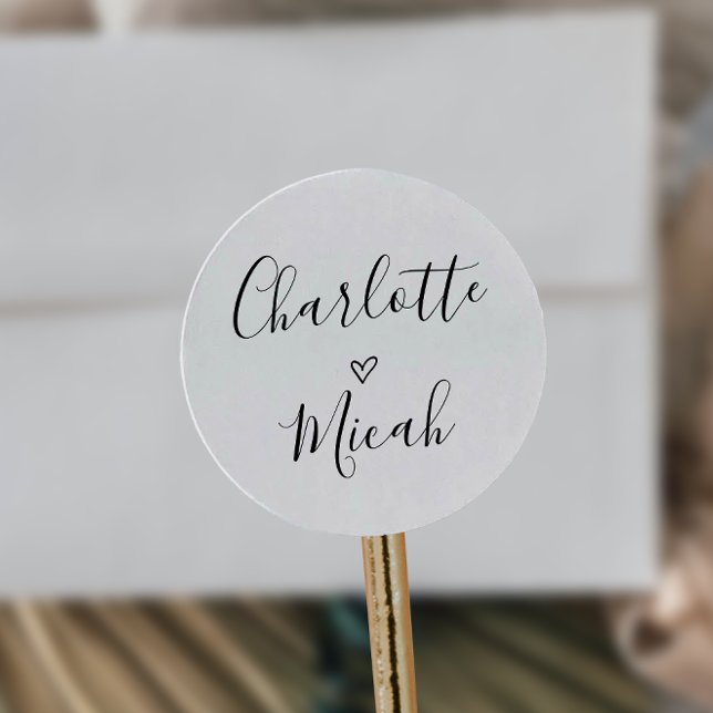 Sticker Rond Enveloppe Mariage Coeur dessinée à la main (Créateur téléchargé)