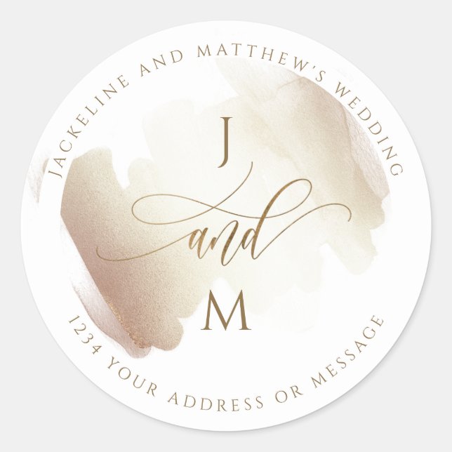 Sticker Rond Enveloppe Mariage de tons neutres de terre / Favor (Devant)