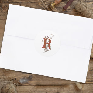 Sticker Rond Enveloppe Mariage Fleur sauvage de Terracotta Boho