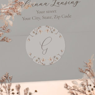 Sticker Rond Enveloppe Mariage Fleur sauvage élégante personnal