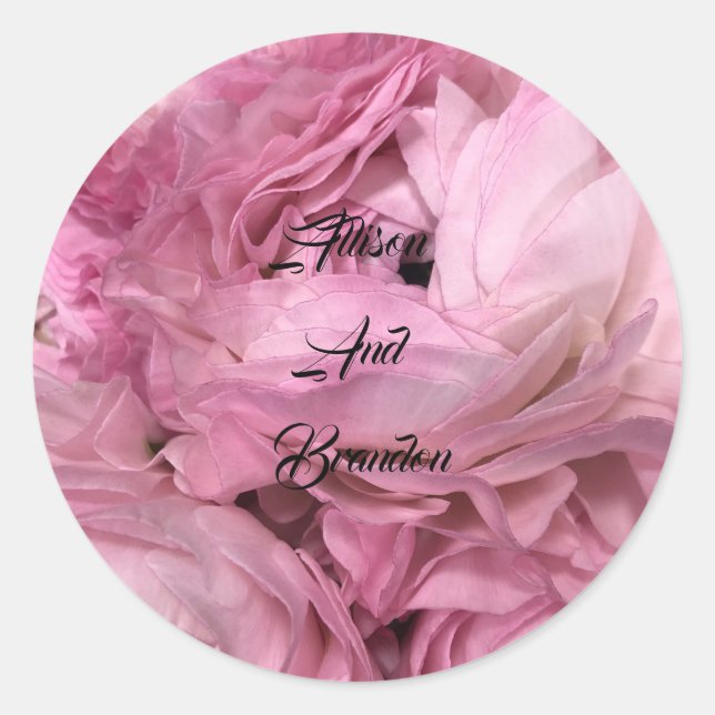 Sticker Rond Enveloppe mariage floral moderne (Devant)