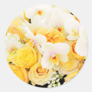 Sticker Rond Enveloppe Mariage jaune et blanc