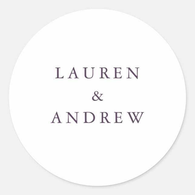 Sticker Rond Enveloppe Mariage moderne de prune violette (Devant)