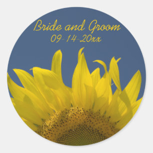 Sticker Rond Enveloppe Mariage montante de tournesol