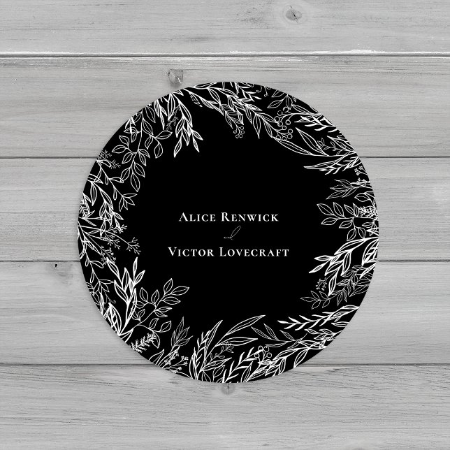 Sticker Rond Enveloppe Mariage noir et blanc (Créateur téléchargé)