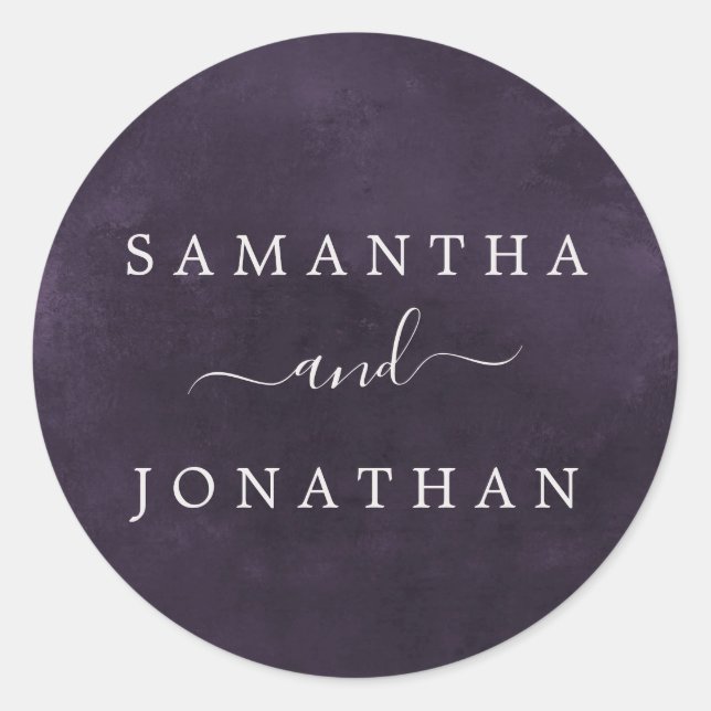 Sticker Rond Enveloppe Mariage Plum Romance (Devant)