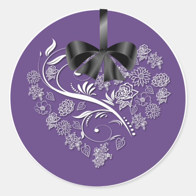 Sticker Rond Enveloppe Mariage sans respiration - prune (Devant)
