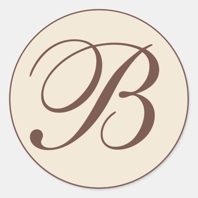 Sticker Rond Enveloppe monogramme Brown et crème (Devant)