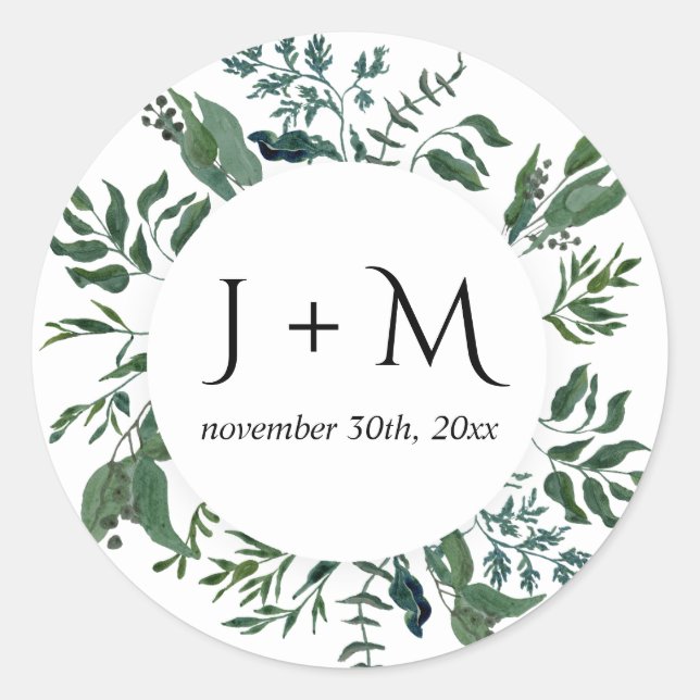 Sticker Rond Enveloppe monographie Sceau Émeraude Foliage de la (Devant)