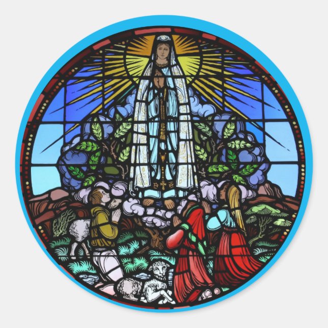 Sticker Rond Enveloppe Notre Dame de Guadalupe en verre tendu (Devant)