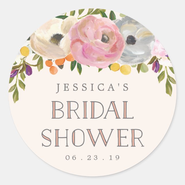 Sticker Rond Enveloppe Phoques Fleurs Douces Favoriser les étiq (Devant)