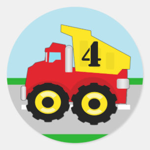 Sticker Rond Enveloppe pour enfants Construction Dumpruck Sceau
