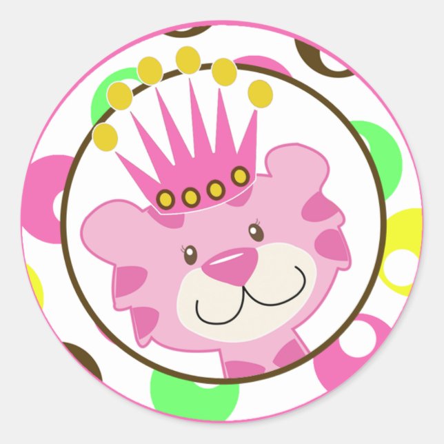 Sticker Rond Enveloppe Queen Jungle Phoques / Toppers Cupcake (Devant)