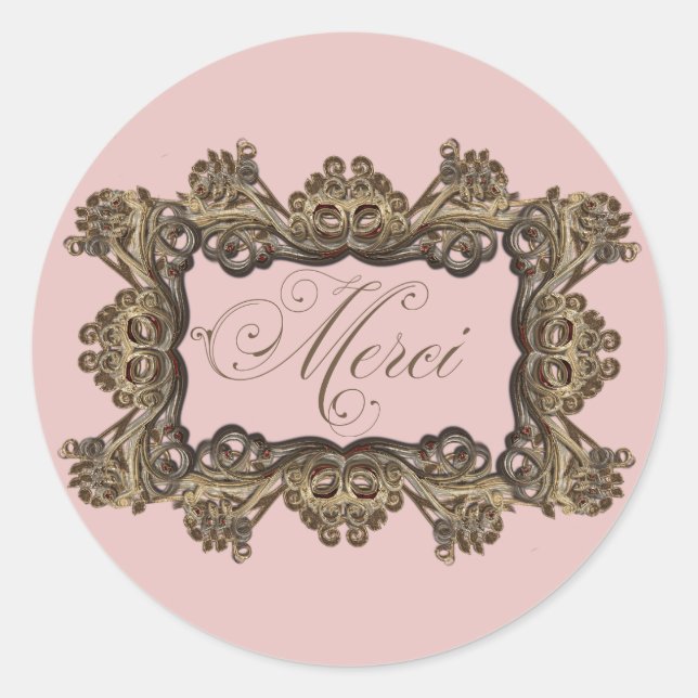 Sticker Rond Enveloppe ronde baroque d'inspiration française (Devant)