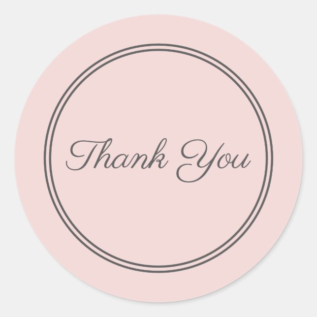 Sticker Rond Enveloppe Rose Gris Sceau Merci Texte Script (Devant)