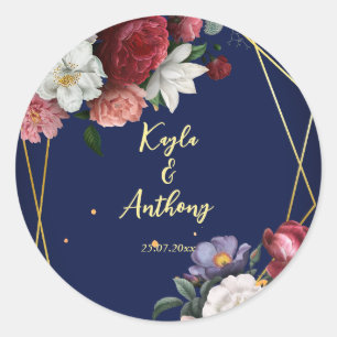 Sticker Rond Enveloppe rose marine bleu bordeaux enveloppe mari