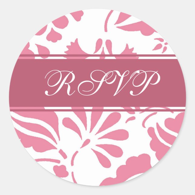 Sticker Rond Enveloppe RSVP rose et blanc (Devant)