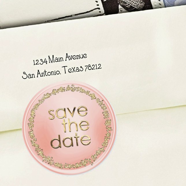 Sticker Rond Enveloppe Save the Date Sceau Or (Créateur téléchargé)