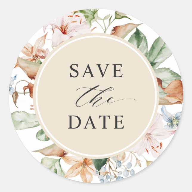 Sticker Rond Enveloppe Sceau Enregistrer la date Tons de Terre  (Devant)