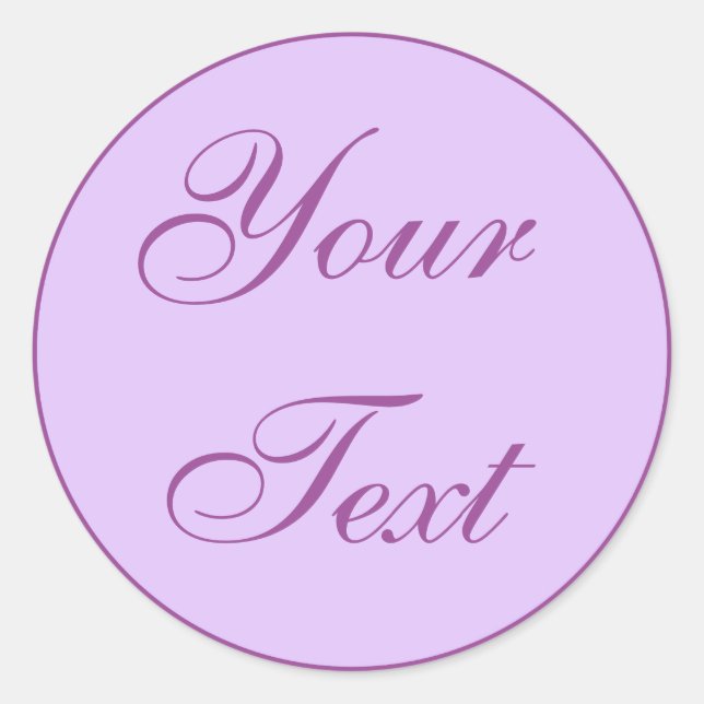 Sticker Rond Enveloppe violet et lavande avec texte personnalis (Devant)