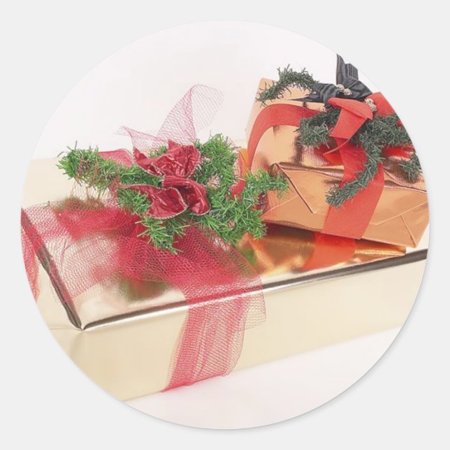 Sticker Rond Enveloppement cadeau Gold Foil (Devant)