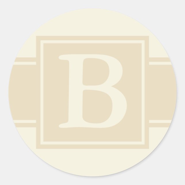 Sticker Rond Enveloppes rondes avec Monogramme - Ecru & Crème (Devant)