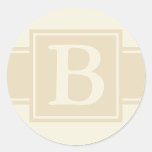 Sticker Rond Enveloppes rondes avec Monogramme - Ecru & Crème