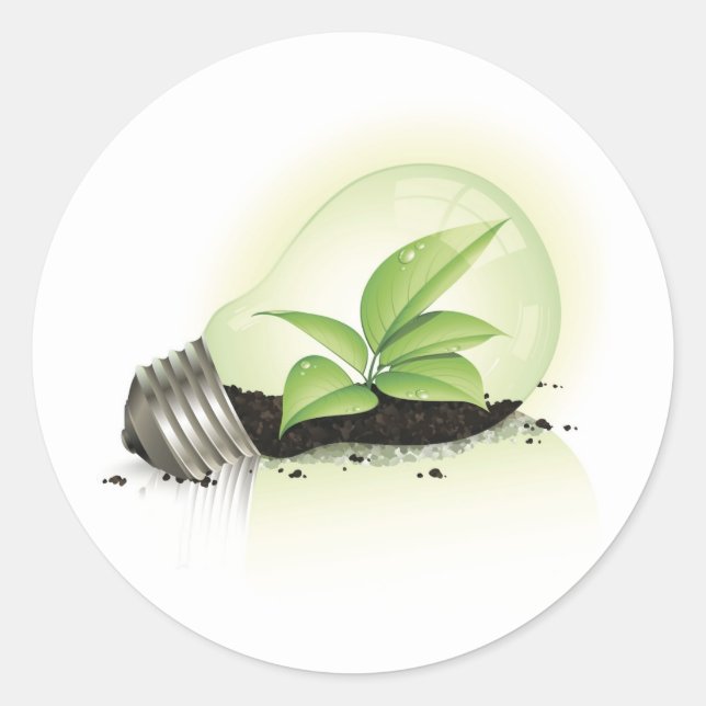 Sticker Rond Environnement Lightbulb greens sol plante causes e (Devant)