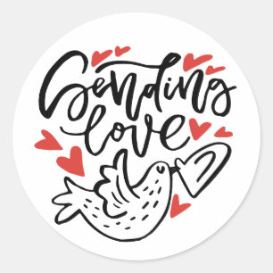 Sticker Rond Envoi d'amour Calligraphie moderne Saint-Valentin