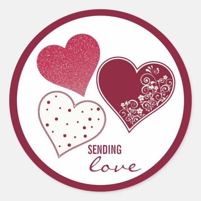 Sticker Rond Envoi d'amour, Valentine (Devant)