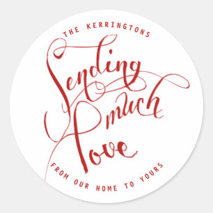 Sticker Rond Envoi de beaucoup d'amour code rouge
