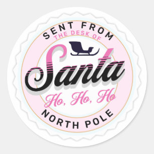 Sticker Rond Envoyé depuis le bureau du timbre Père Noël
