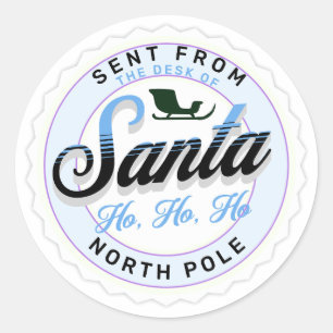 Sticker Rond Envoyé depuis le bureau du timbre Père Noël