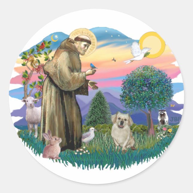 Sticker Rond Épagneul tibétain (faon) (Devant)