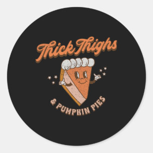 Sticker Rond Épais Cuisses Et Citrouilles Tartes Thanksgiving F