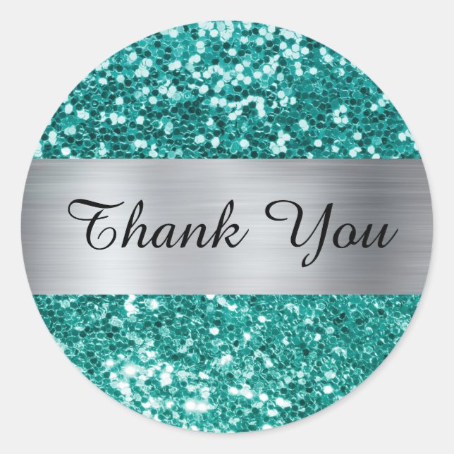 Sticker Rond Épave brillant à Parties scintillant Turquoise (Devant)