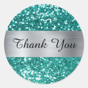 Sticker Rond Épave brillant à Parties scintillant Turquoise