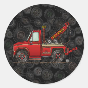 Sticker Rond Épave-Camion Cute Tow
