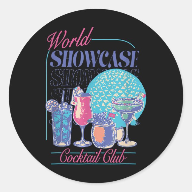 Sticker Rond Epcot Drinking World Showcase Tail Club Boire T (Devant)