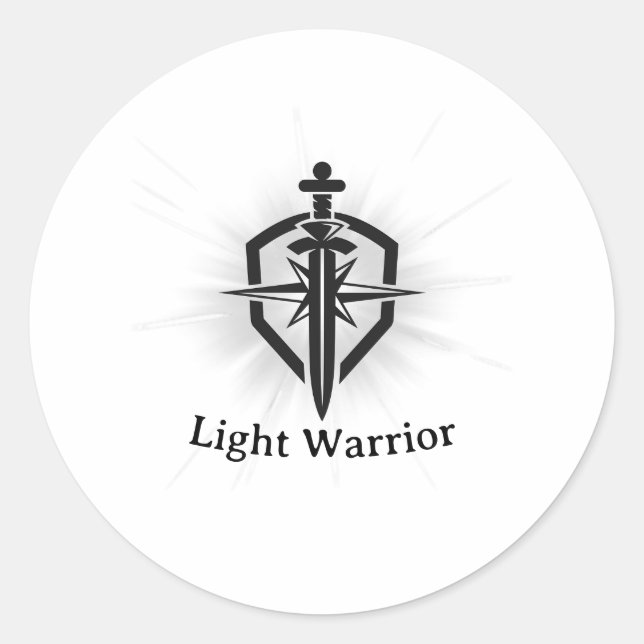 Sticker Rond Épée et bouclier de guerrier de lumière (Devant)