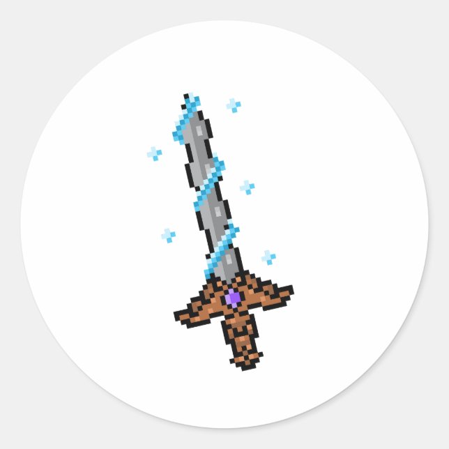 Sticker Rond Épée Rétro Pixel (Devant)